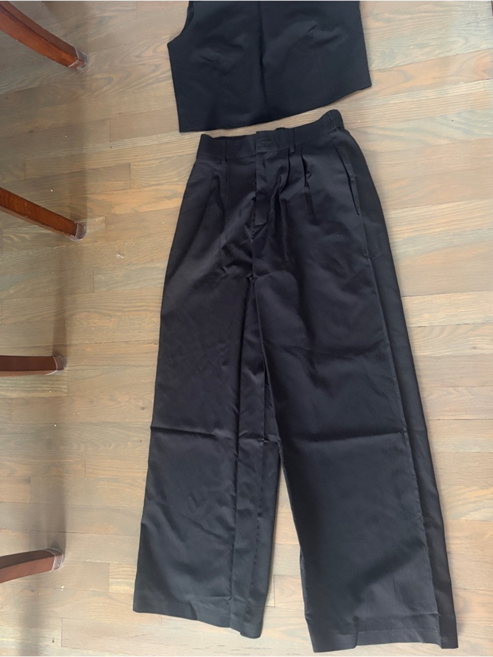 Women sleeveless Square Neck Tank Top Wide Leg Pants two piece Set s black NWOT - Picture 3 of 3